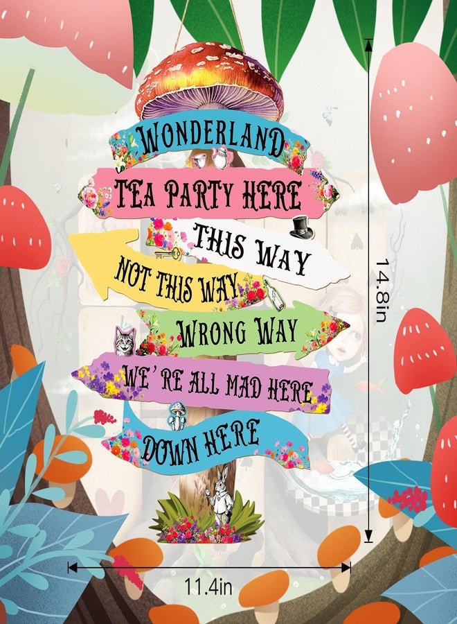 KOYILTD Alice in Wonderland Party Decoration Welcome to Wonderland Directional Arrows Wooden Sign Wonderland Princess Birthday Decorations Vintage Arrow Sign Room Decorv (Vintage) - Image 3